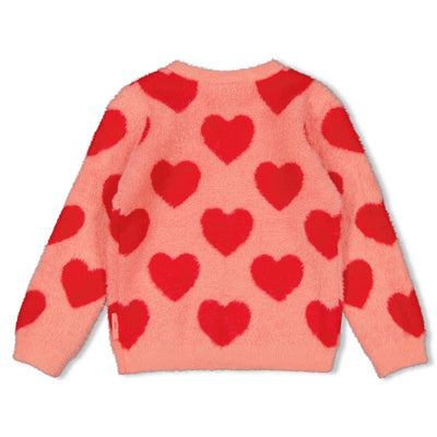 Jubel-Strickjacke AOP - Queen Of Hearts-h.Rosa