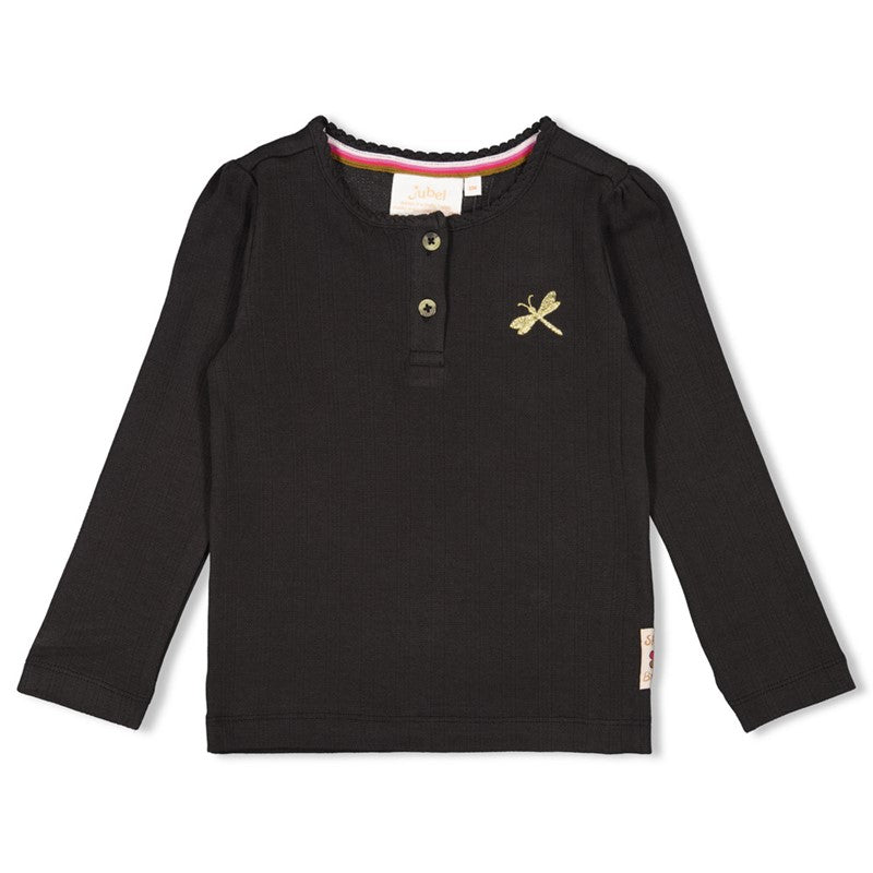 Jubel-Ajour geripptes Longsleeve - Shine Bright-Anthrazit
