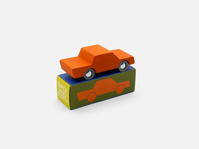 Wooden Toy Car Back & Forth - Orange