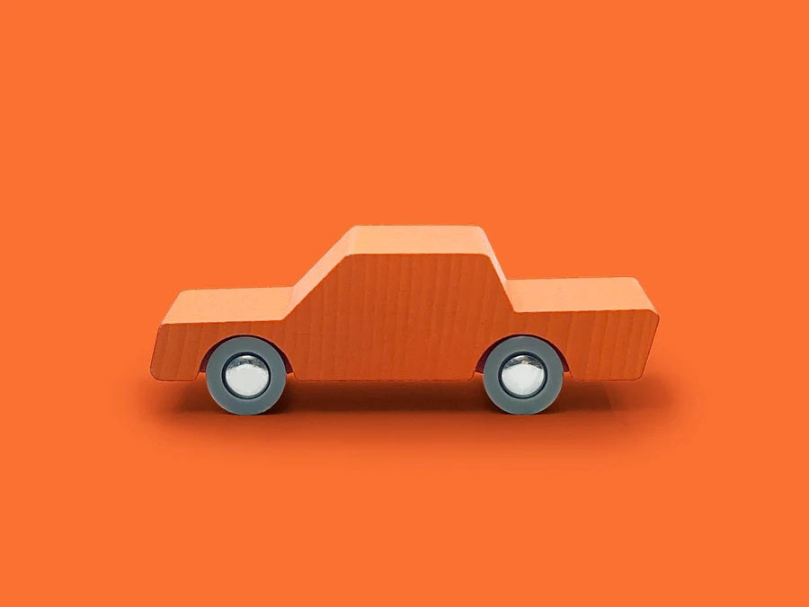 Wooden Toy Car Back & Forth - Orange