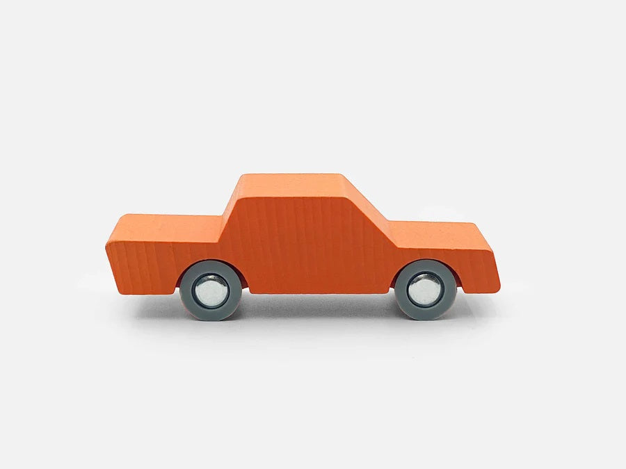 Wooden Toy Car Back & Forth - Orange