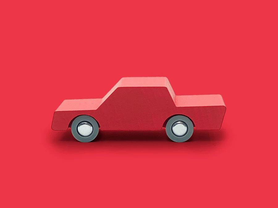 Wooden Toy Car Back & Forth - Red