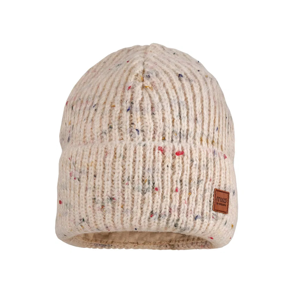 Maximo-KIDS GIRL-Beanie, Effektgarn-beigemeliert