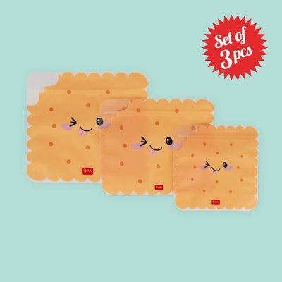 3er-Set Lebensmittelbeutel - Snack Bags- cookie