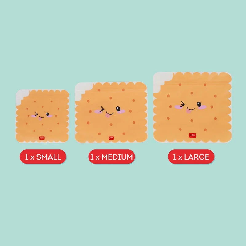 3er-Set Lebensmittelbeutel - Snack Bags- cookie