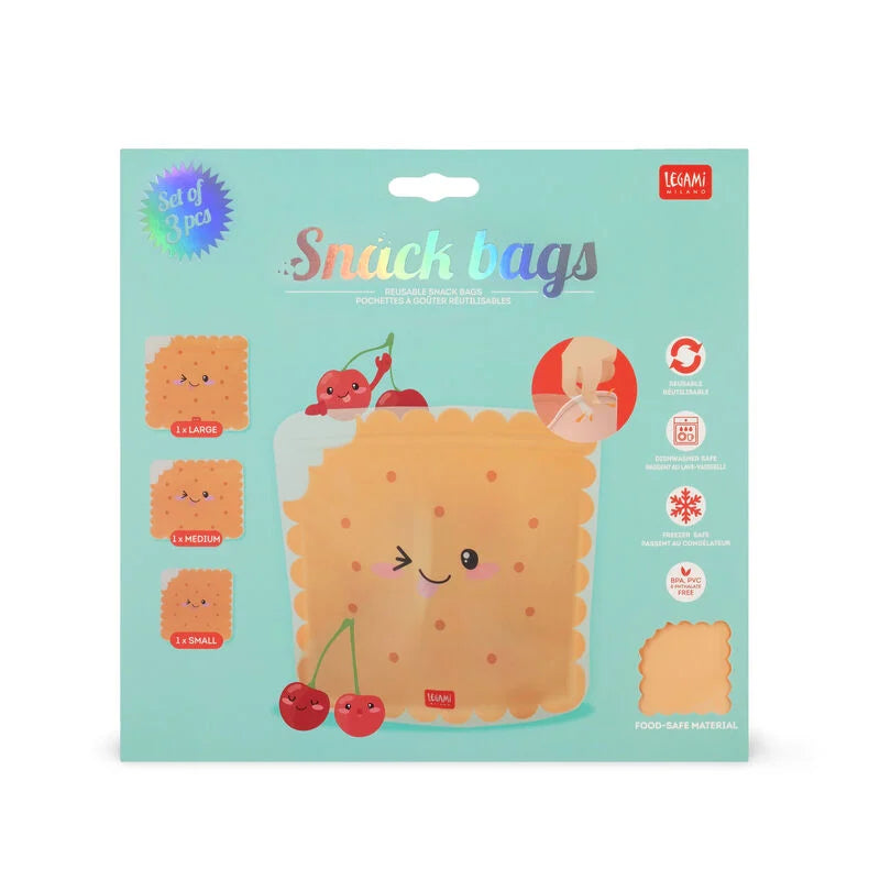 3er-Set Lebensmittelbeutel - Snack Bags- cookie