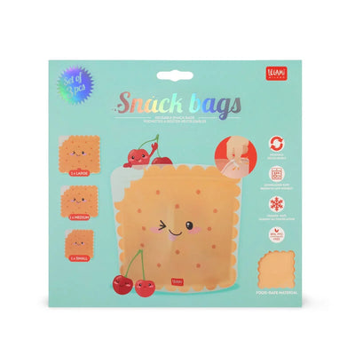 3er-Set Lebensmittelbeutel - Snack Bags- cookie