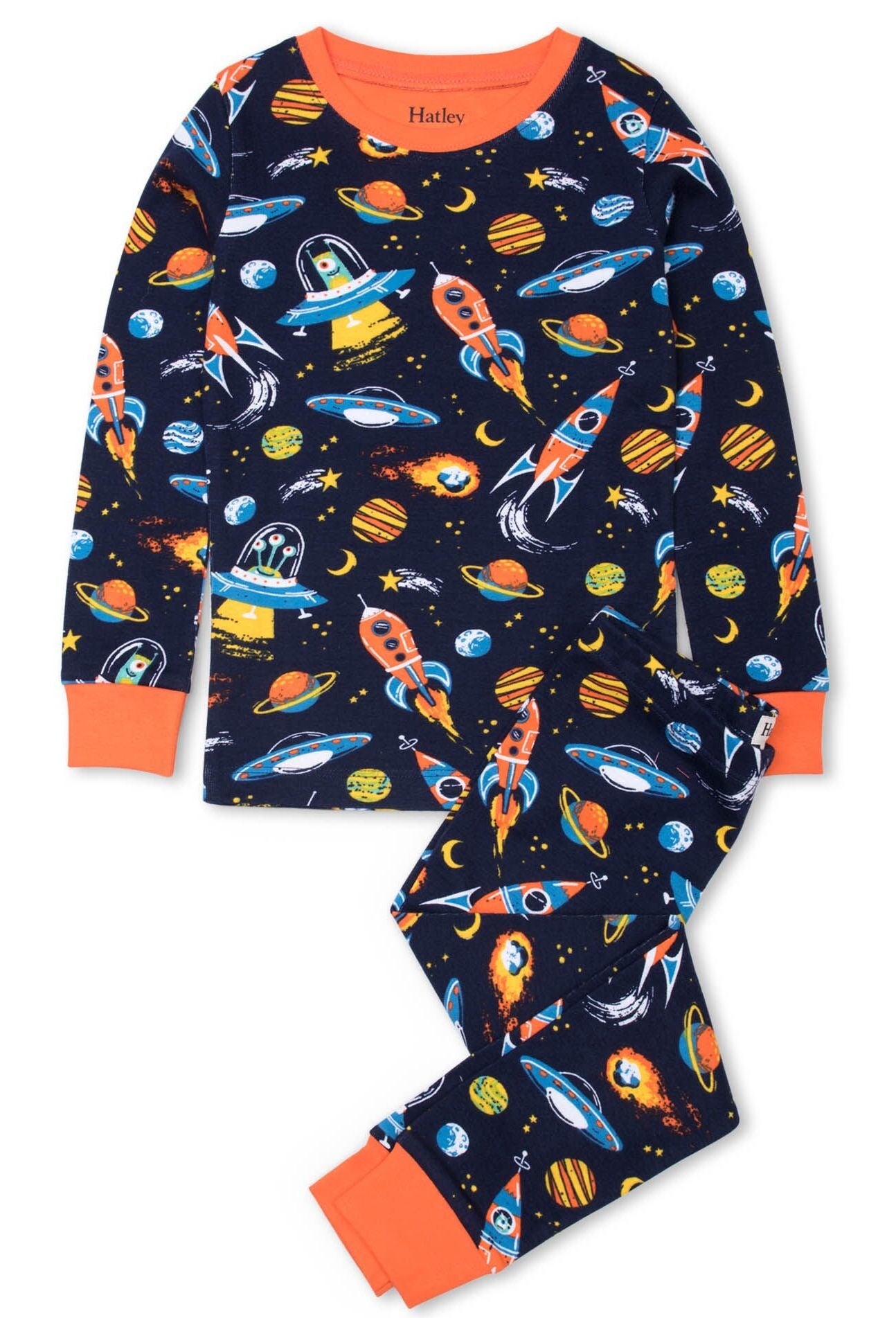 Hatley Jungen Schlafanzug Retro Rockets Organic Cotton Pajama Set
