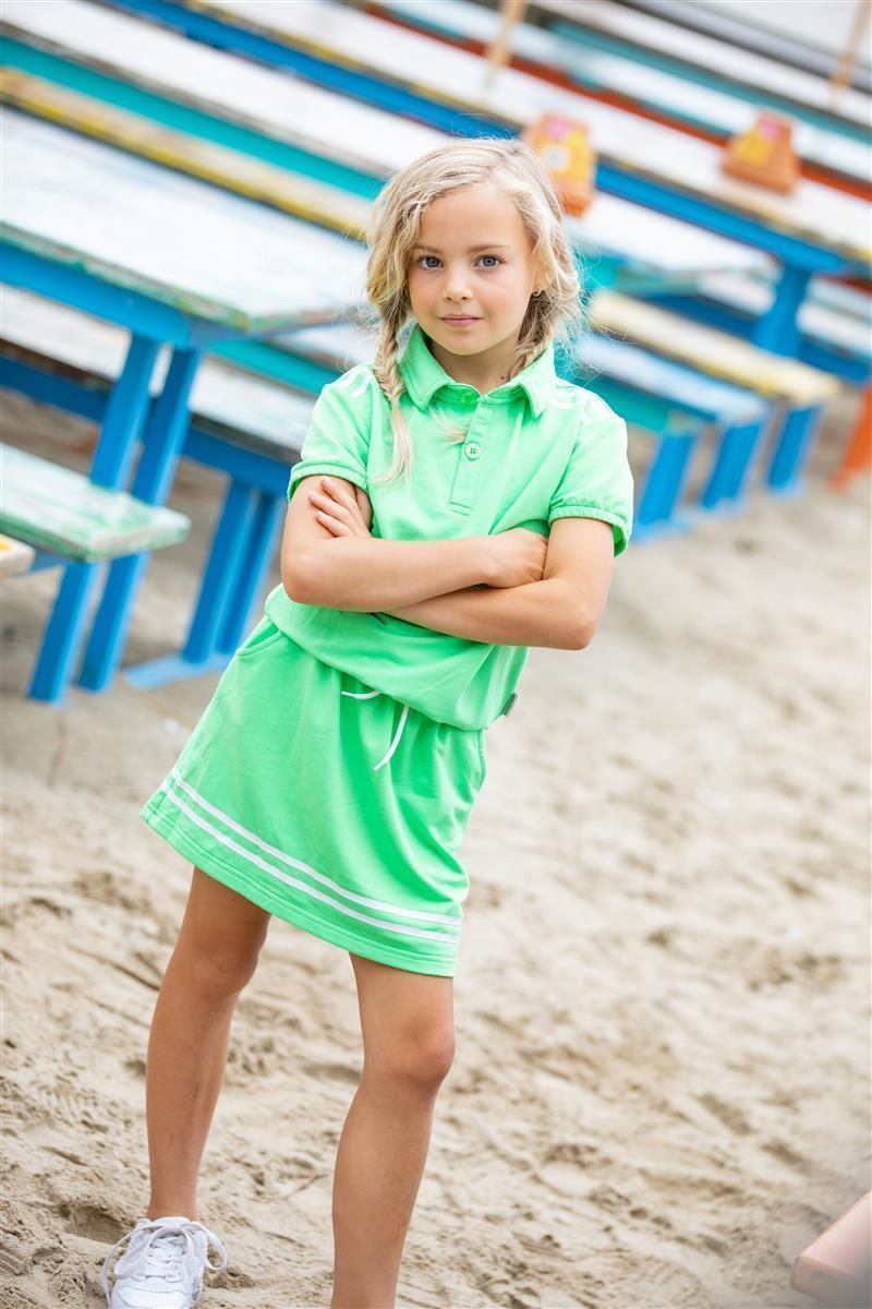 B-nosy - Girls sporty sweat skirt with printed stripes on hem - neon green