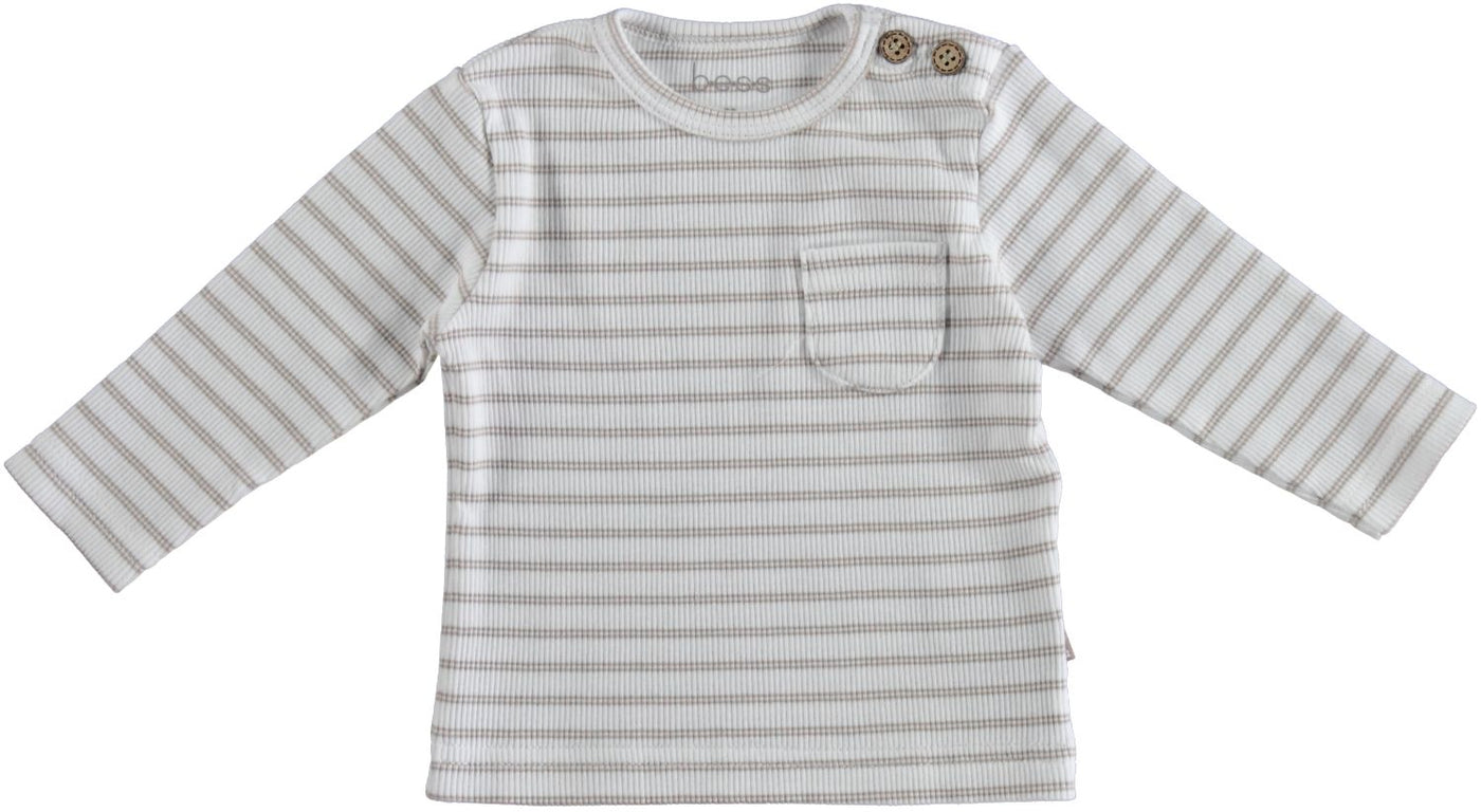 BESS - Shirt l.sl. Rib Striped - White