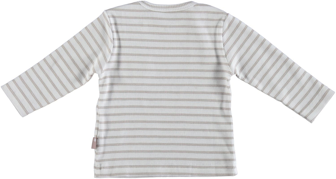 BESS - Shirt l.sl. Rib Striped - White