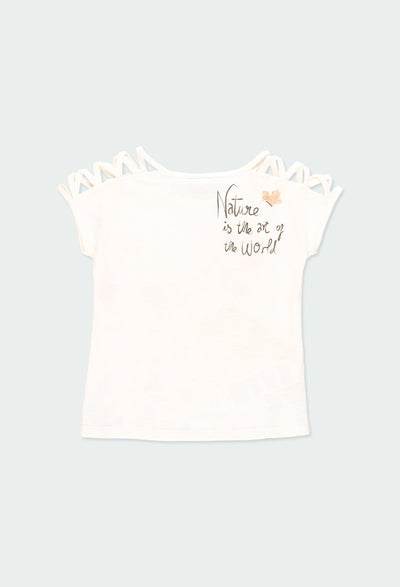 Boboli - T-Shirt gestrickt flame für mädchen - off white