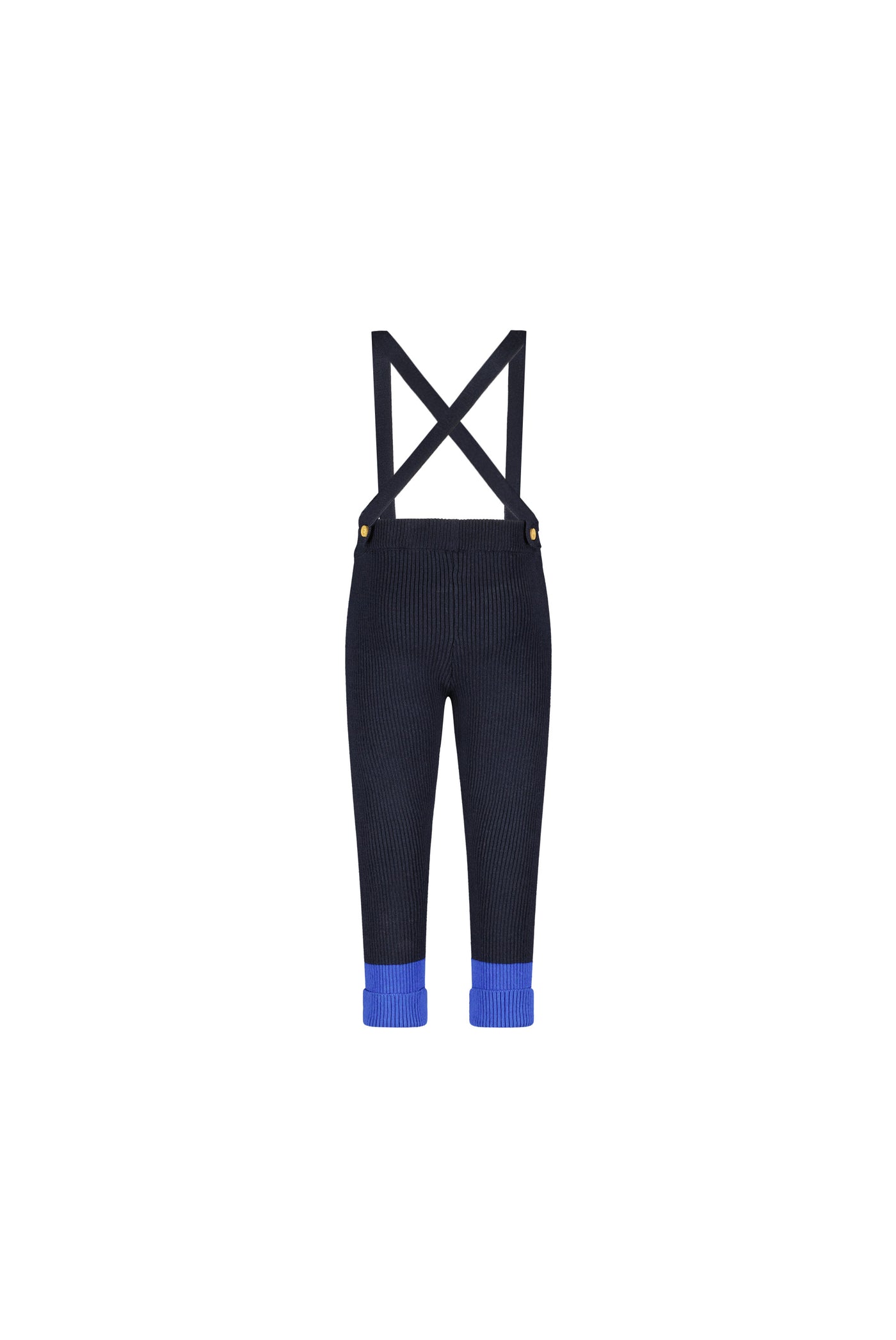 THE NEW CHAPTER - Knitted rib salopette rib legging with contrast folded hem - Blue Graphite