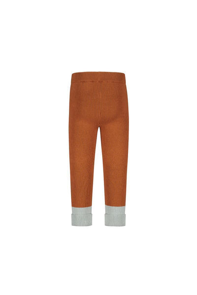 THE NEW CHAPTER - Knitted rib legging with contrast folded hem - Tawny brown