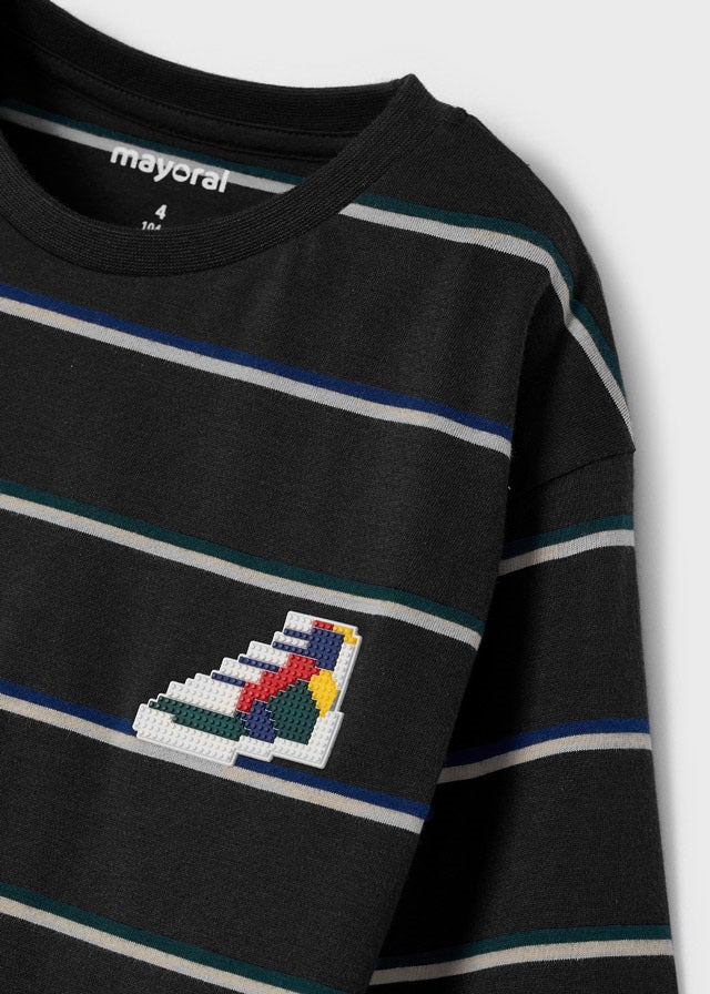Mayoral - T-Shirt langarm Streifen - Marinblau