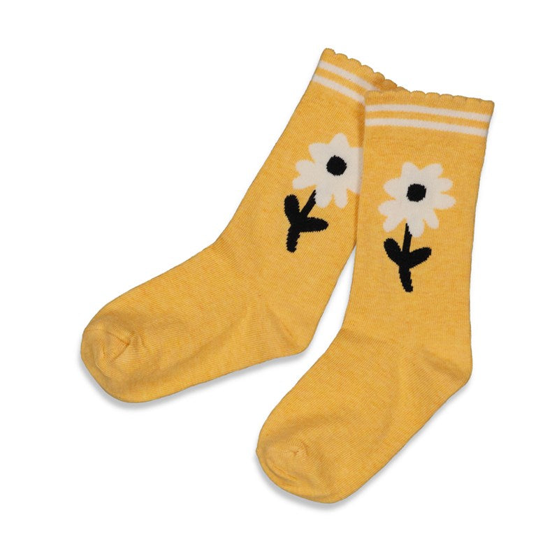 Jubel & Sturdy - Knie Socken - Have A Nice Daisy - Geel