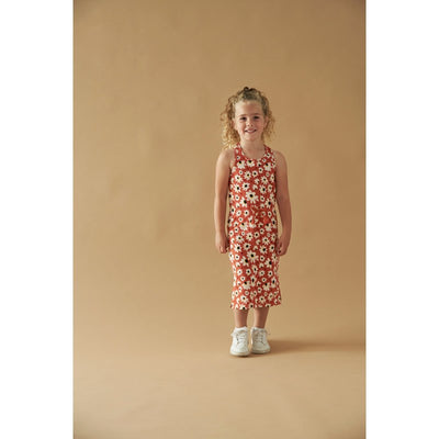 Jubel & Sturdy - Maxi Kleid AOP - Have A Nice Daisy - Roest